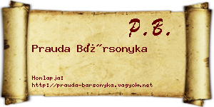 Prauda Bársonyka névjegykártya
